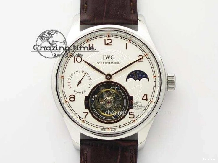 MIROTIME 0601 Breathable Portuguese Tourbillon Mystere SS TF Best Edition White Dial on Black Croc Leather Strap 7384